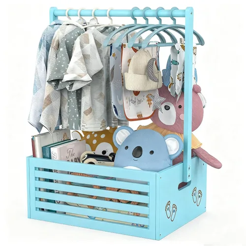 Miniatura 9 de BAMBOOHOMIE Cesta de Baby Shower, Canastas de Bebé con Asas y Percheros, Caja de Bebé para Baby Shower, Canasta de Regalo de Bienvenida para Bebé