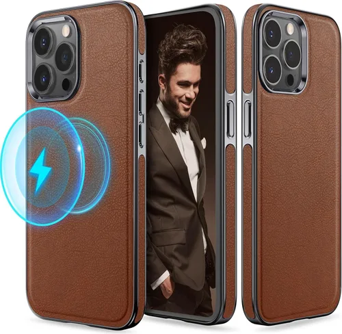 Miniatura 13 de LOHASIC Funda de cuero para iPhone 17 Pro, compatible con MagSafe Professional Business Style Funda protectora de piel sintética de primera calidad