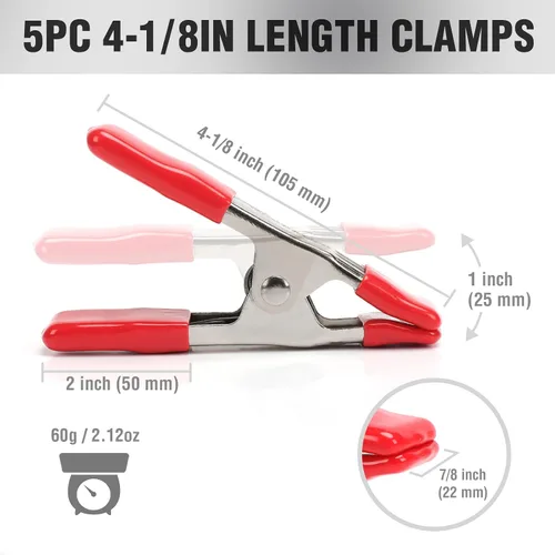 Miniatura 2 de WORKPRO W001401A - Juego de abrazaderas de resorte de acero de 20 piezas, 15 abrazaderas de 3/4 pulgadas, 5 abrazaderas de 1 pulgada para trabajo