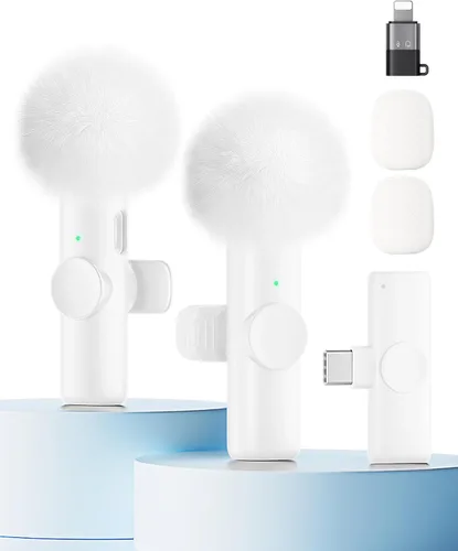 Miniatura 13 de Micrófono Lavalier inalámbrico para iPhone, iPad y Android con funda de carga, micrófono de solapa con reducción de ruido, duración de la batería