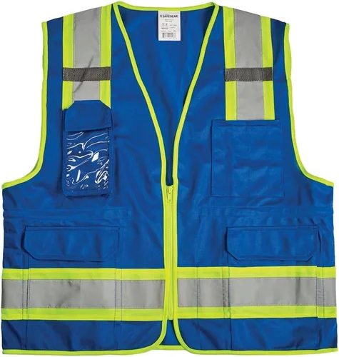 J. J. Keller & Associates, Inc. Chaleco de seguridad de alta visibilidad, unisex, poliéster, SAFEGEAR Azul