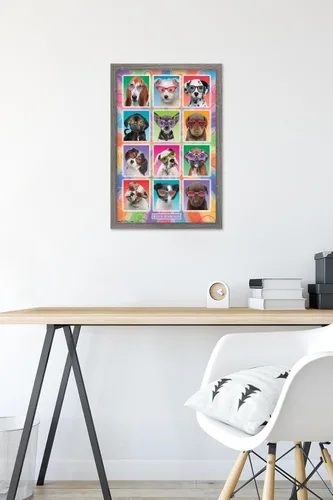 Miniatura 6 de Trends International Keith Kimberlin - Póster de pared con diseño de cachorros, gafas de sol, 14.725 x 22.375 pulgadas, versión enmarcada de madera