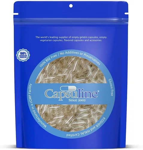 Capsuline Tamaño 00 – Cápsulas de gelatina vacías transparentes – Cápsulas vacías de gel – Relleno de cápsula de píldora bovina pura – Cápsulas