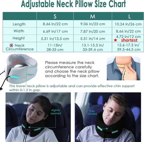 Miniatura 3 de GOLDORANGE Almohada de viaje para el cuello, soporte para la cabeza de la barbilla, almohadas de cuello de espuma viscoelástica 100% pura
