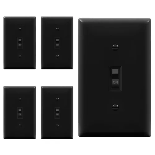 Miniatura 15 de ENERLITES Paquete de placas de pared con luz de palanca, interruptor eléctrico de un solo polo, 15 A 120-277 V, tornillo de puesta a tierra, grado