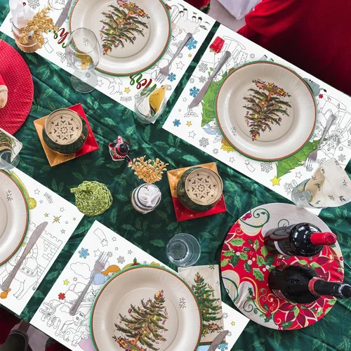 Miniatura 6 de Whaline 24 manteles individuales para colorear de Navidad, escena de pesebre, tapete de papel para colorear con temática de nacimiento de Jesús