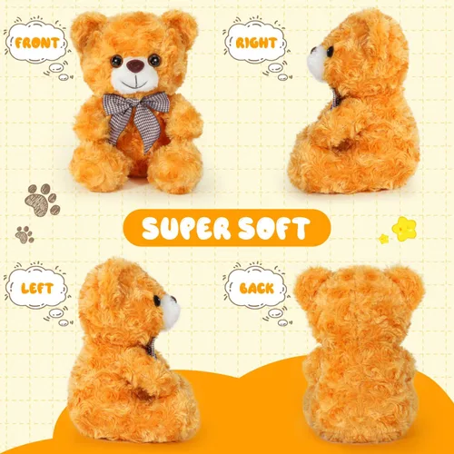 Miniatura 6 de Oso de Peluche Animal de Felpa, Oso de Peluche Amarillo Brillante Juguete de Felpa para Niños y Niñas de 3+, Oso Suave de 8″ como Regalo para Niños