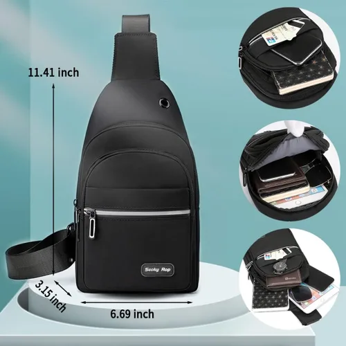 Miniatura 4 de Seoky Rop - Mochila tipo bandolera para hombre y mujer, pequeña, para el pecho y el hombro, para viajes, senderismo, mochila de día, Negro, Pequeño