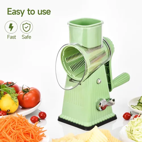 Miniatura 7 de Xilrvna RotaryCheeseRator,VegetableShredder 5 en 1 Rallador de queso con mangoReforzadoSucción, EasytoClean,CocinaPicar picadoHielo,Frutas y nueces