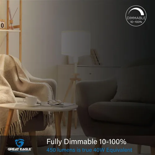 Miniatura 8 de Great Eagle - Bombillas LED regulables, GU24 equivalente a 40 W, luz diurna de 5000 K A19, bombilla de 2 clavijas, 6 W, 450 lúmenes, 120 V, 60 Hz
