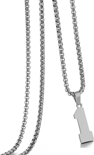 Miniatura 118 de Collar de Número Dorado para Hombre, Cadena de Acero Inoxidable con Colgante de Número para Atletas, Joyería Deportiva Personalizada para Niños