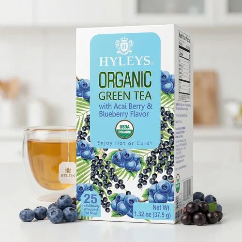 Miniatura 6 de Hyleys Té verde orgánico sabor a bayas de acai y arándanos - 25 bolsas de té
