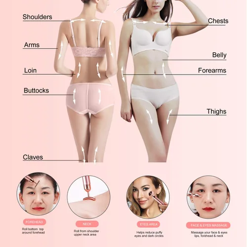 Miniatura 9 de DANGSHAN Rodillo masajeador facial 4 en 1, rodillo de cara de oro de 24 quilates, masaje de nariz para masaje facial facial, herramientas