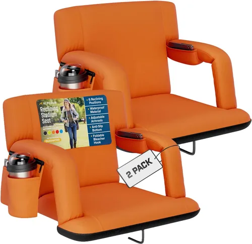 Miniatura 23 de Alpcour Asiento plegable para estadio – Silla de apoyo para adultos amplios reclinables de lujo para adultos para blanqueadores – Mejor extra grueso