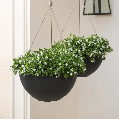 Miniatura 7 de La Jolie Muse - Macetas colgantes para plantas al aire libre, maceta colgante grande con agujeros de drenaje, macetas colgantes negras para flores