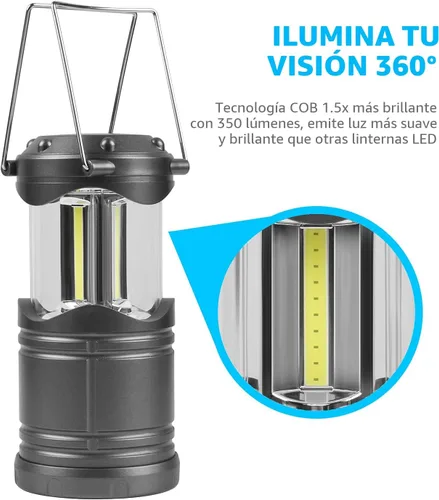 Miniatura 5 de Lichamp Linterna LED para campamento, paquete de 4 linternas alimentadas por batería para cortes de energía, luz colgante plegable portátil esencial