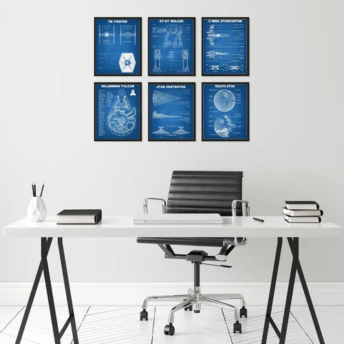 Miniatura 6 de BigWig Prints Planos de Star Wars - Póster de Star Wars, decoración de pared de Starwars, pósteres de Starwars para paredes, estrella de la muerte