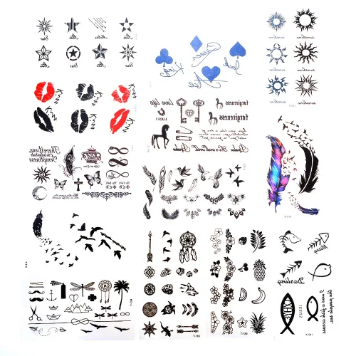 Miniatura 3 de PowerTRC 30 hojas de tatuajes temporales para hombres y mujeres, cientos de diseños de tatuajes variados, calcomanías realistas impermeables