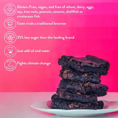 Miniatura 3 de Bake Me Healthy Mezcla para hornear brownie de chocolate amargo sin gluten, brownie vegano, sin OMG, 35% menos azúcar, apta para alérgicos, a base