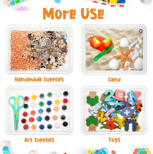 Miniatura 4 de Maitys 24 bandejas de arte de plástico para actividades para niños, organizador apilable de almacenamiento poco profundo para manualidades, libros