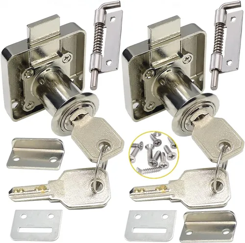 Miniatura 14 de Cerradura de seguridad pesada para armario con llaves (con llave similar), puerta doble individual, uso general, se adapta a paneles de madera