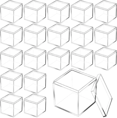 Tuanse 40 Piezas Cajas de Acrílico con Tapa Caja de Acrílico Pequeña Transparente Cubo Cuadrado de Plástico con Tapa Mini Contenedores Display 2.2 x