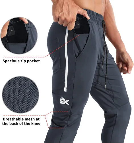 Miniatura 2 de BROKIG Pantalones deportivos ligeros de gimnasio para hombre, pantalones deportivos de entrenamiento con bolsillo con cremallera, pantalones