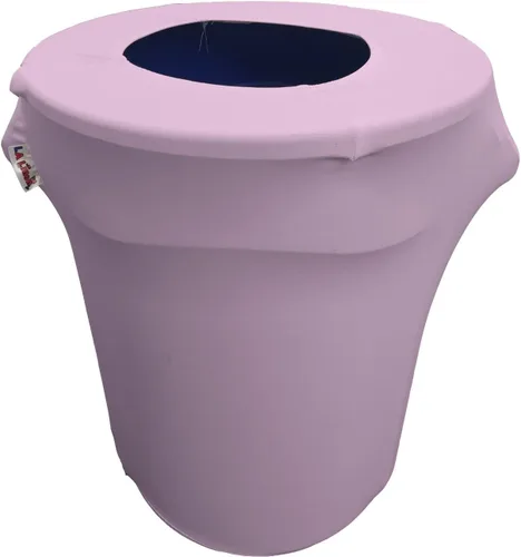 Miniatura 62 de LA Linen Cubierta para cubo de basura ajustable de elastano elástico de 32 galones, cubierta redonda para contenedor de residuos, decoración de Gris