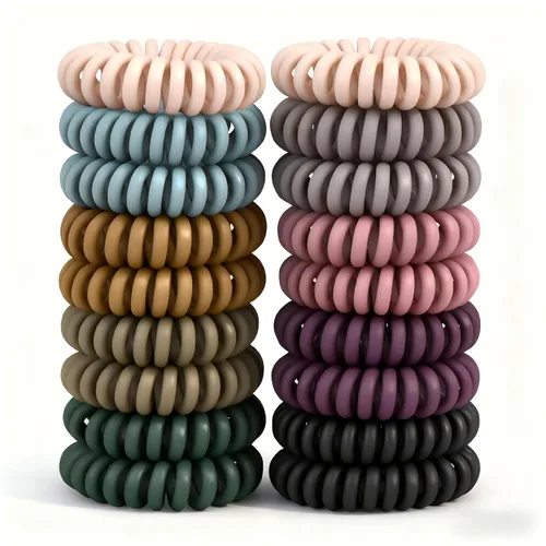 TIZZYT Lazos para el cabello, 18 unidades, lazos para el cabello en espiral de color mate vintage, sin arrugas, adecuadas para mujeres y niños con