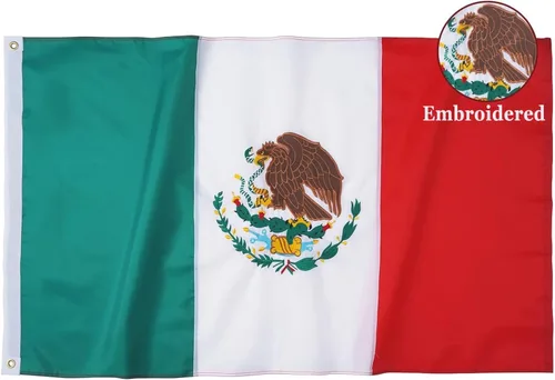 Homissor Bandera mexicana Bandera de México, banderas bordadas de 3 x 5 pulgadas, rayas cosidas, banderas nacionales MX resistentes, poliéster