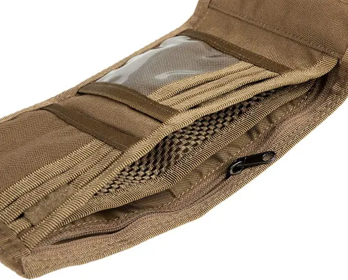 Miniatura 7 de EXCELLENT ELITE SPANKER Cartera triple de nailon para hombre, tarjetero táctico militar con bolsillo para monedas, cartera al aire libre, Marrón