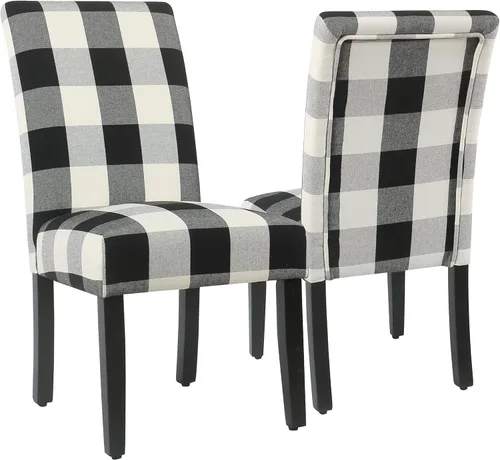 Miniatura 18 de Homepop Silla de comedor con detalle festoneado, sillas de comedor Parsons tapizadas, muebles decorativos para el hogar, tejido texturizado crema