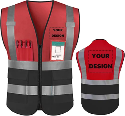 Miniatura 17 de Chaleco de seguridad de alta visibilidad reflectante, personaliza tu logotipo, ropa de trabajo de seguridad con tiras reflectantes y bolsillos A