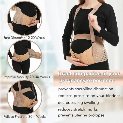 Miniatura 3 de Bandas para el vientre para mujeres embarazadas – Cinturón de maternidad Soporte de embarazo – Carpeta abdominal transpirable, soporte de espalda