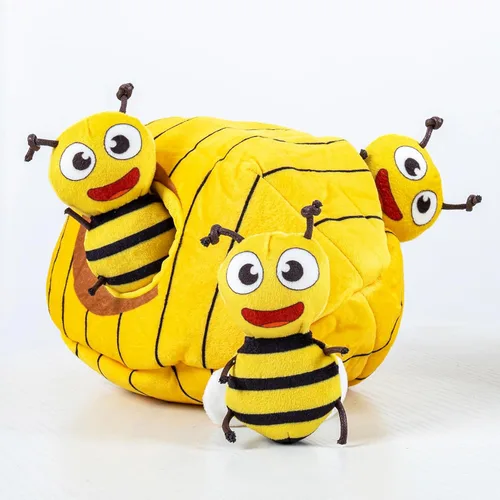 Miniatura 5 de Hollypet Hide and Seek - Juguete chirriante para perro, rompecabezas interactivo diseñado para cachorros, juguetes de peluche para cachorros, abejas