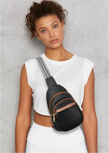 Miniatura 8 de BOSTANTEN Bolso bandolera pequeño para mujer, bolso cruzado de cuero, riñonera, bolsa de pecho para viajes