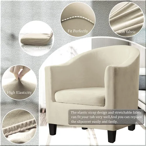 Miniatura 3 de Fundas de terciopelo para sillones, fundas de elastano para sillones, fundas elásticas para sillas de bañera, fundas protectoras para muebles, funda