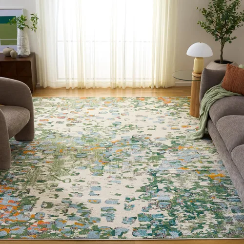 Miniatura 9 de SAFAVIEH colección Monaco MNC225E - Alfombra boho chic con diseño abstracto de acuarela, no suelta pelusa, para sala, habitación, comedor, oficina