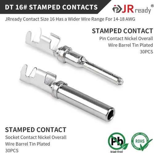 Miniatura 5 de JRready Kit de conectores Deutsch DT de 6 pines gris, serie DT, 5 juegos, impermeables, tamaño 16, contactos estampados 14-18AWG para coche, camión