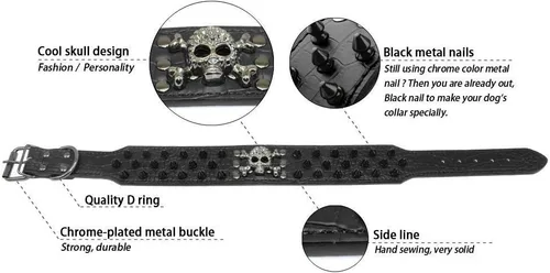 Miniatura 5 de Collar de perro con tachuelas, collar de perro de cuero con pinchos de 2 pulgadas para perros medianos y grandes Pit Bull Mastiff Bully Boxer