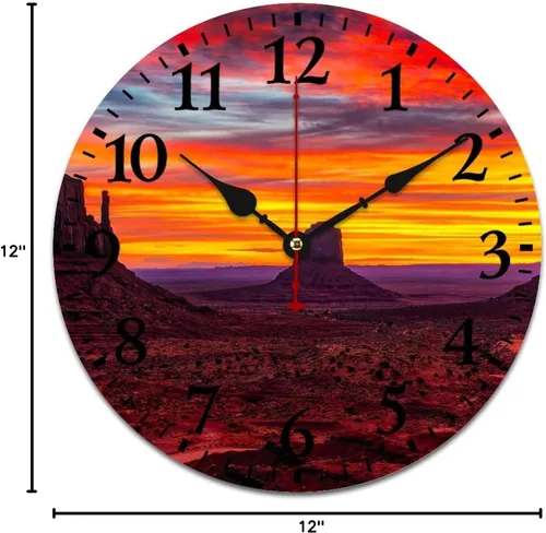 Miniatura 9 de Reloj de pared Monument Valley - Reloj de pared redondo de madera rústica, silencioso y sin tictac, Arizona Rock Red Southwest Tourism Relojes