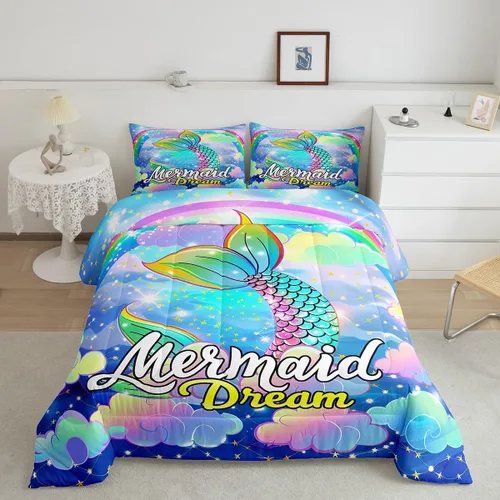 Miniatura 14 de Edredón de plumón de delfín para niños, juego de edredón del mundo submarino, juego de ropa de cama coral de peces dorados, tamaño individual