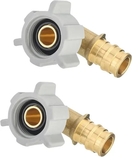 Paquete de 2 accesorios de latón EFIELD Pex-A de expansión de flujo completo de 1/2 pulgada Pex X 1/2 pulgada NPT hembra codo giratorio, ASTM F1960,