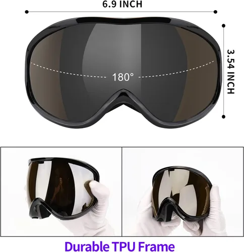 Miniatura 3 de Supertrip Gafas de esquí de nieve antivaho 100% protección UV gafas de esquí snowboard Marco negro/lente marrón claro (vlt 25%)