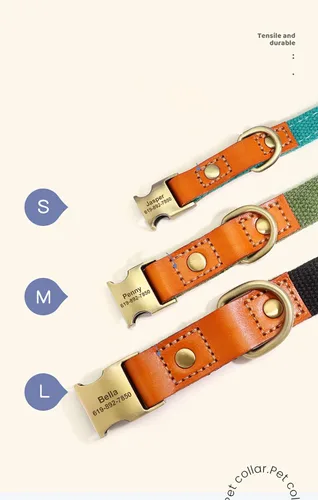 Miniatura 2 de Collar de perro personalizado para perros pequeños, medianos y grandes, collar de perro con hebilla de metal, collar de perro de cuero personalizado