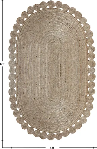 Miniatura 2 de Cape Cod - Alfombra trenzada de fibra de yute natural, alfombras indias kilim – Tapete pequeño de 3 x 2 pies tejido a mano de tejido plano para uso