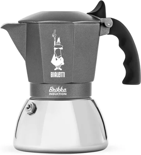 Bialetti Brikka - Cafetera de inducción, 4 tazas (5.7 fl oz), estilo barra de espresso, apta para todo tipo de cocinas, diseño elegante, color