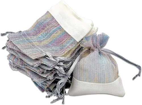 Miniatura 8 de TheDisplayGuys For Your Modern Living Paquete de 24 bolsas de regalo de lino y organza negra con cordones (XS 3 x 4), recuerdos de fiesta, muestras