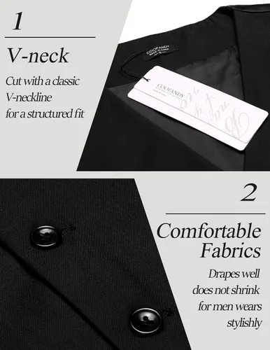 Miniatura 4 de COOFANDY Chaleco de traje de vestir casual para hombre, chaleco ajustado y formal de negocios