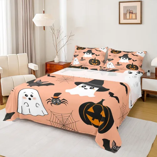 Miniatura 9 de Erosebridal Juego de sábanas de calavera para niños, tamaño individual, para Halloween, esqueleto gótico bailarín, juego de sábanas para niños